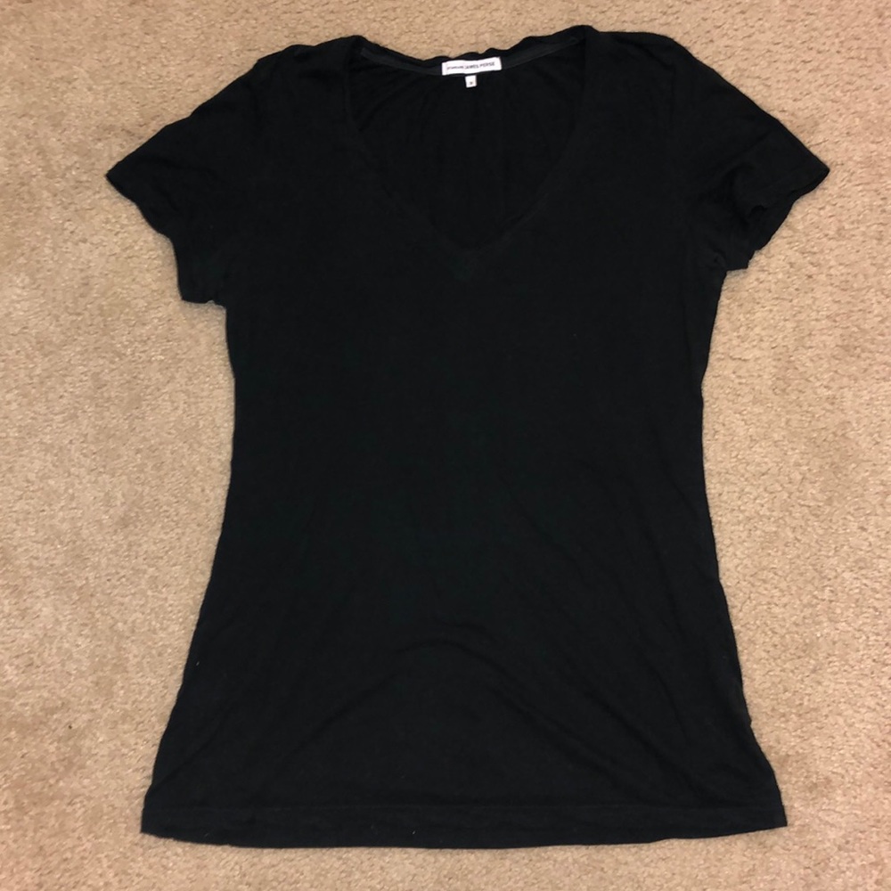James Perse black v-neck tee size 3
